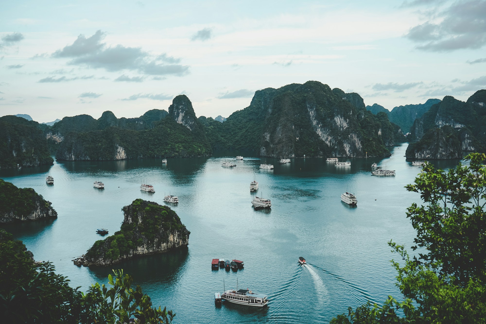 Limestone islands in Halong Bay