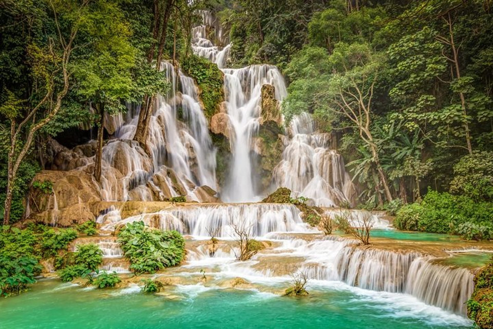 Gentle waterfall landscape in Southeast Asia
